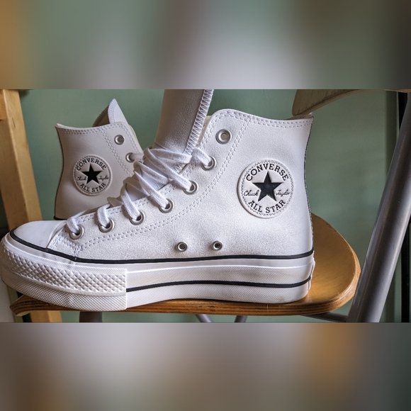 Converse Hi Lift Platform Leather Hi Top White - Picture 2 of 4